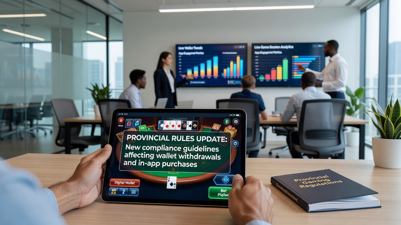 Live dealer table game screen on mobile with limited digital wallet choices due to new provincial compliance rules
